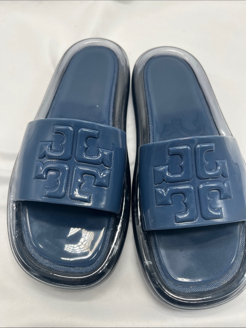 Tory Burch Blue Bubble Jelly Slides Sandals - Picture 2 of 7